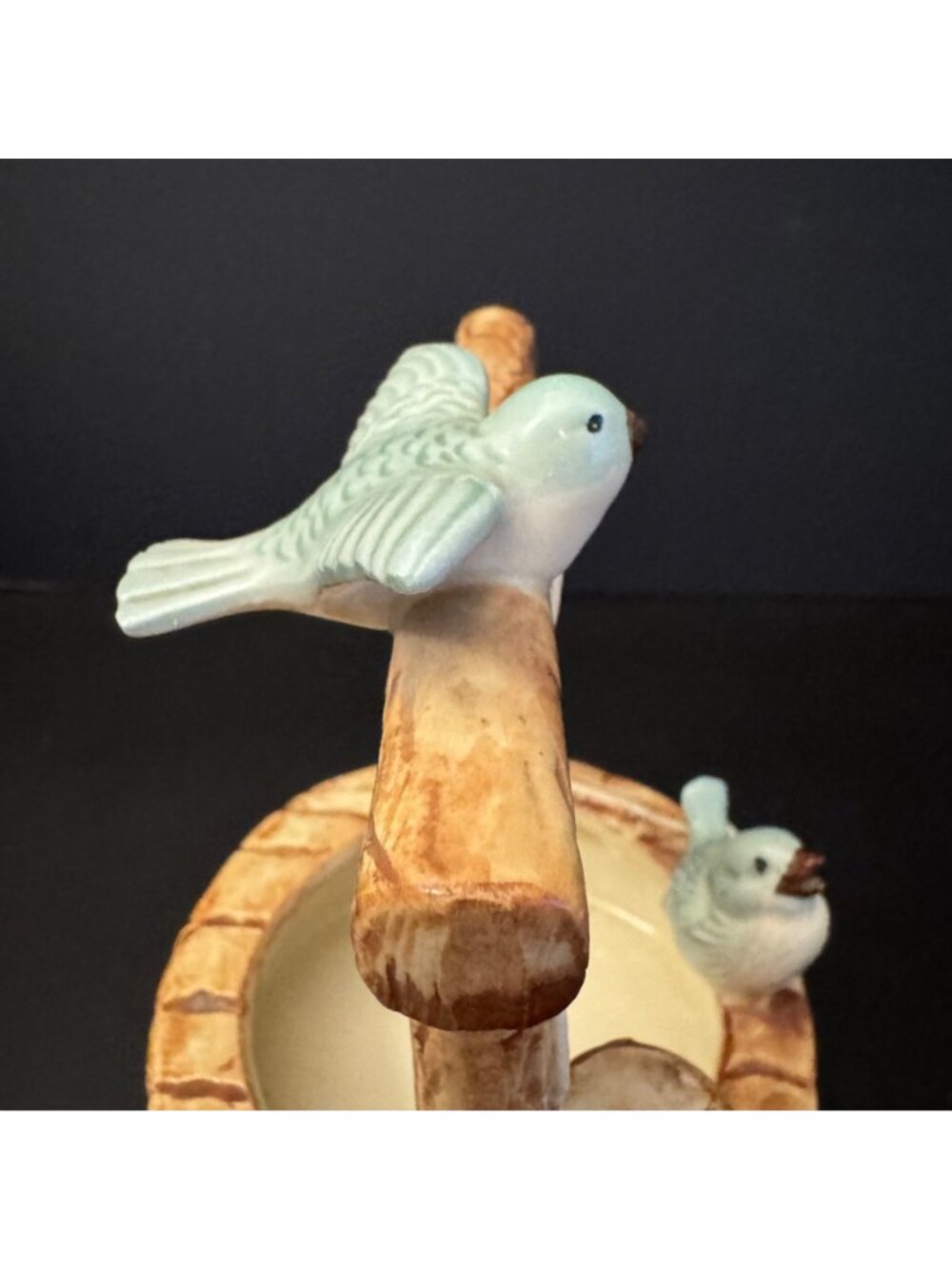 Ceramic Decorative Wishing Well Figurine / Planter Blue Birds Hand-Painted - Picture 8 of 13
